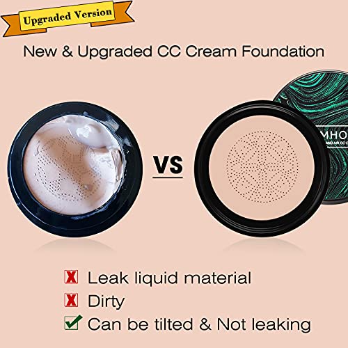 SIAMHOO CC Cream Foundation with Mushroom Head Air Cushion CC Cream Foundation Full Coverage for Flawless Makeup, Even Skin Tone 0.7fl.oz - Natural