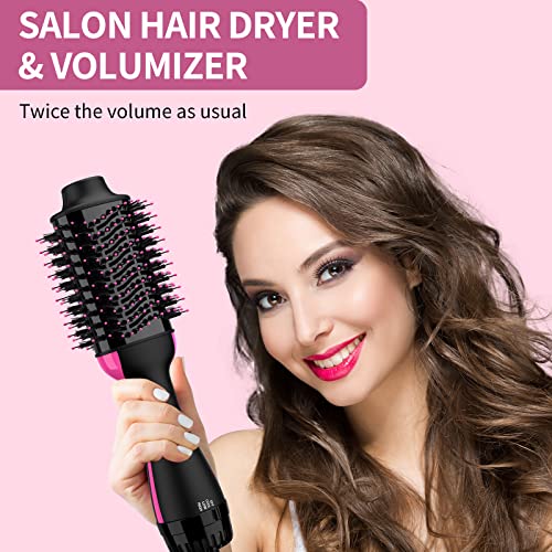Sawop Hair Dryer Brush Blow Dry Brush in One, 4 in 1 One Step Hairdryer and Styler Volumizer Hot Air Brush with Negative Ion Anti-frizz Ceramic Titanium Barrel Hair Straightener Brush