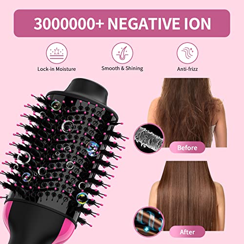 Sawop Hair Dryer Brush Blow Dry Brush in One, 4 in 1 One Step Hairdryer and Styler Volumizer Hot Air Brush with Negative Ion Anti-frizz Ceramic Titanium Barrel Hair Straightener Brush