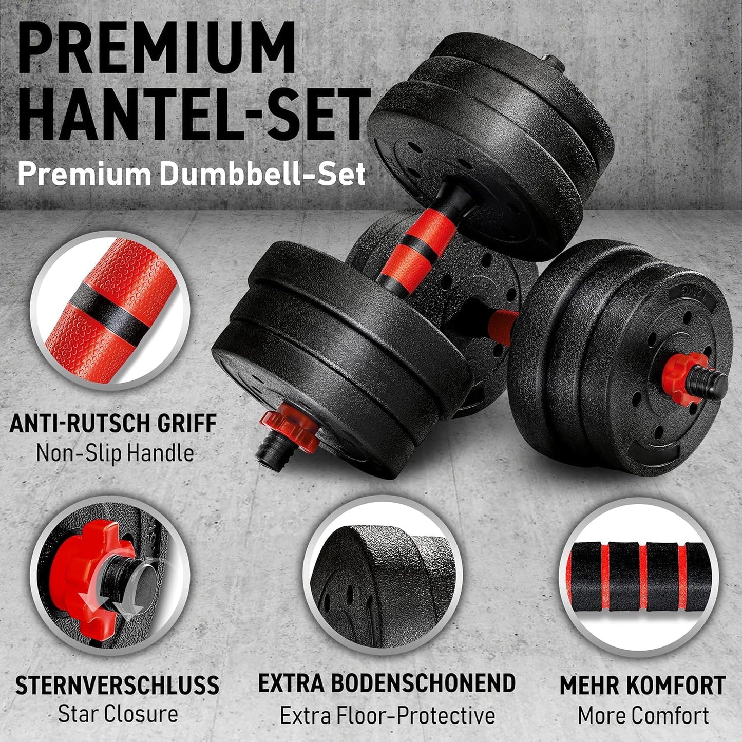 Anchor's Adjustable 20kg Dumbbells Weights set for Men Women, Dumbbell hand weight Barbell Perfect for Bodybuilding fitness weight lifting training home gym equipment free weights (20)