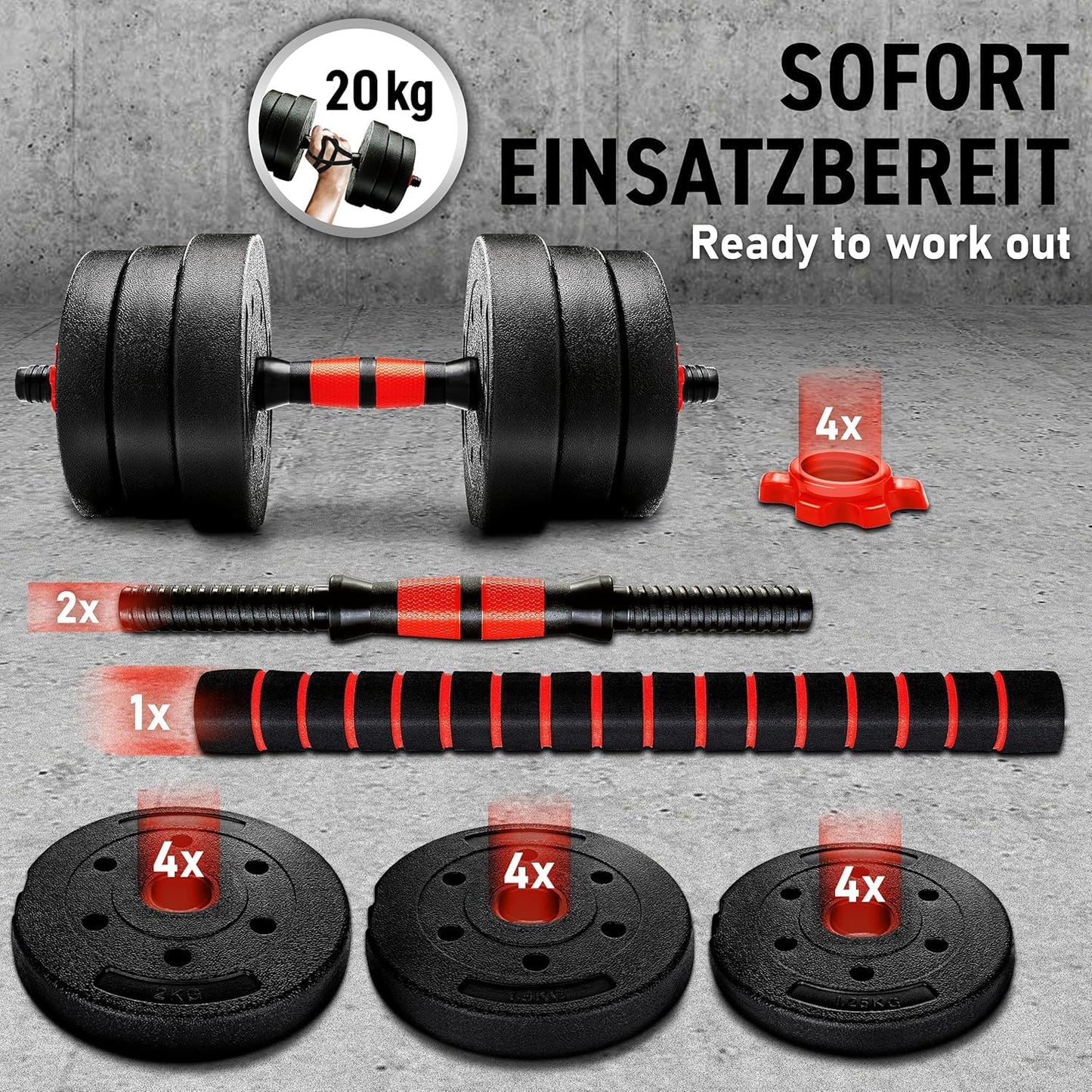 Anchor's Adjustable 20kg Dumbbells Weights set for Men Women, Dumbbell hand weight Barbell Perfect for Bodybuilding fitness weight lifting training home gym equipment free weights (20)