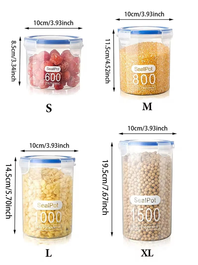 Plastic Food Storage Containers Transparent Rice Dispenser Bucket Cereals Boxes Jars for Bulk Kitchen Organizer Accessory