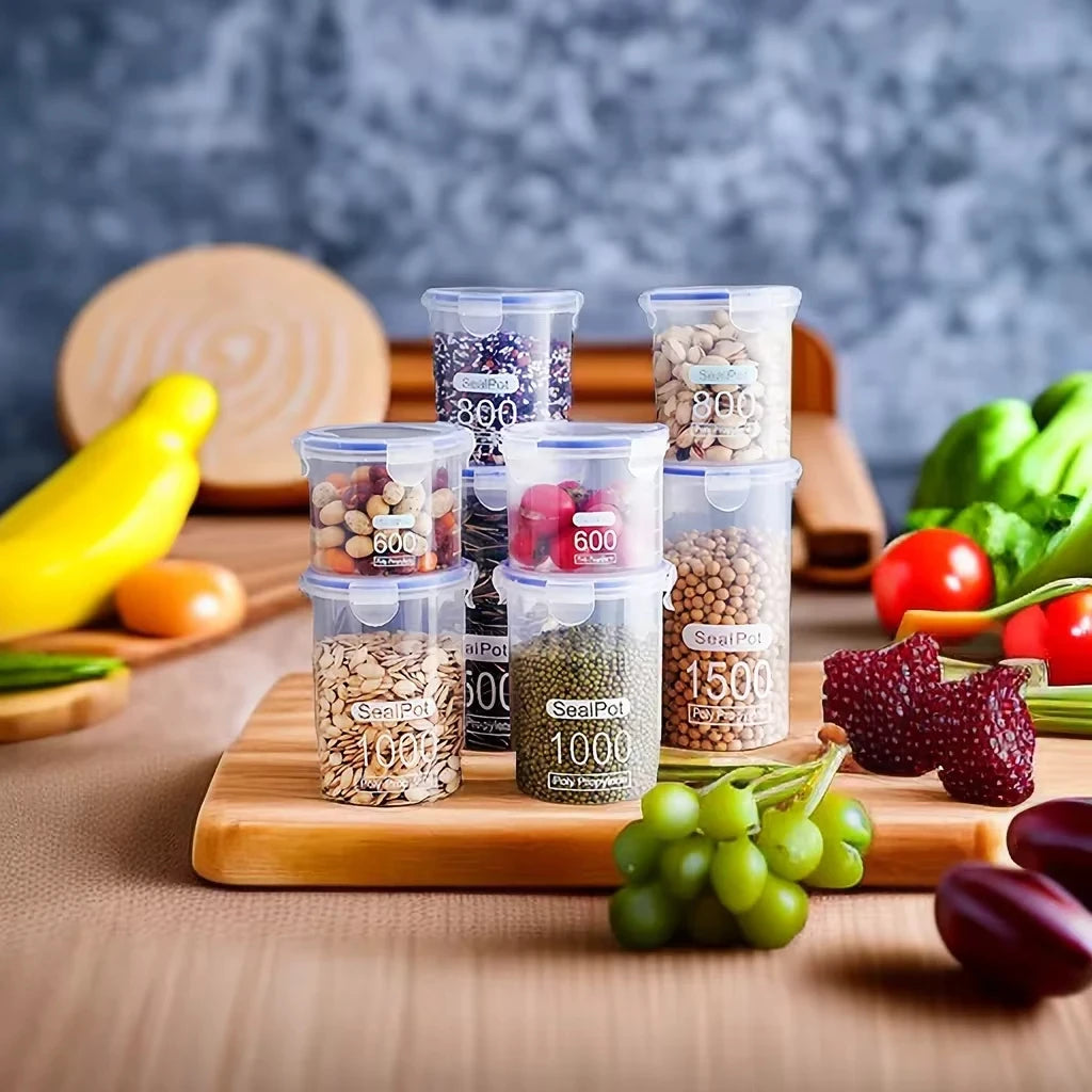 Plastic Food Storage Containers Transparent Rice Dispenser Bucket Cereals Boxes Jars for Bulk Kitchen Organizer Accessory