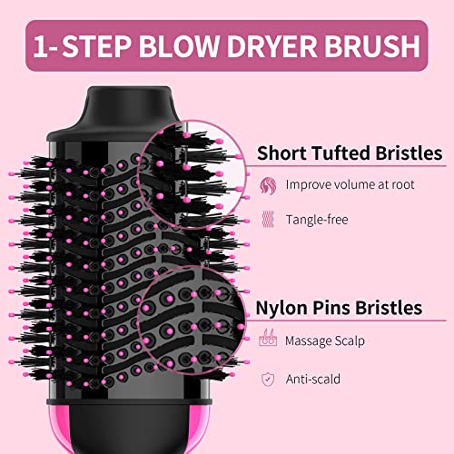 Sawop Hair Dryer Brush Blow Dry Brush in One, 4 in 1 One Step Hairdryer and Styler Volumizer Hot Air Brush with Negative Ion Anti-frizz Ceramic Titanium Barrel Hair Straightener Brush