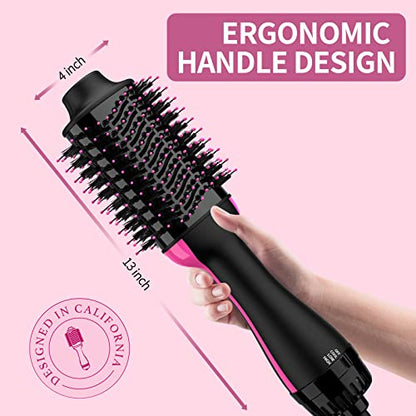 Sawop Hair Dryer Brush Blow Dry Brush in One, 4 in 1 One Step Hairdryer and Styler Volumizer Hot Air Brush with Negative Ion Anti-frizz Ceramic Titanium Barrel Hair Straightener Brush