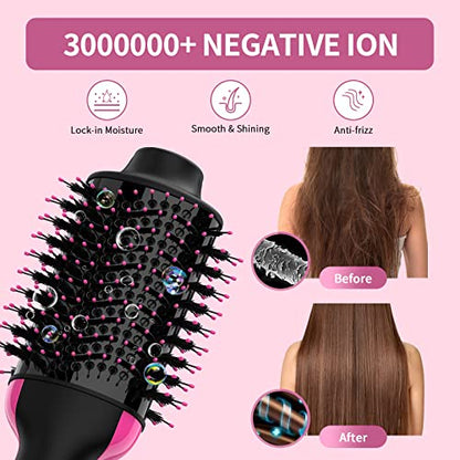 Sawop Hair Dryer Brush Blow Dry Brush in One, 4 in 1 One Step Hairdryer and Styler Volumizer Hot Air Brush with Negative Ion Anti-frizz Ceramic Titanium Barrel Hair Straightener Brush