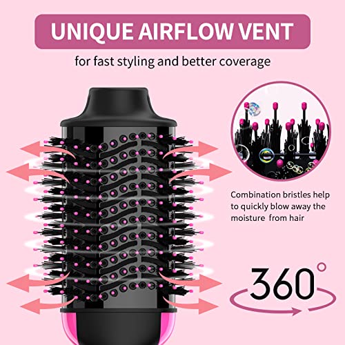 Sawop Hair Dryer Brush Blow Dry Brush in One, 4 in 1 One Step Hairdryer and Styler Volumizer Hot Air Brush with Negative Ion Anti-frizz Ceramic Titanium Barrel Hair Straightener Brush