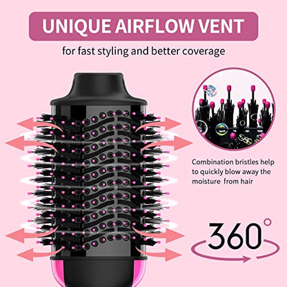 Sawop Hair Dryer Brush Blow Dry Brush in One, 4 in 1 One Step Hairdryer and Styler Volumizer Hot Air Brush with Negative Ion Anti-frizz Ceramic Titanium Barrel Hair Straightener Brush