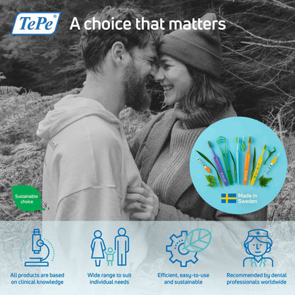 TePe Interdental Brush, Original, Red, 0.5mm/ISO 2, 8pcs, efficient Cleaning Between Teeth, Plaque Remover and Dental flosser for Narrow Gaps